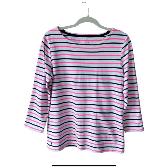 Joules Harbour Boat Neck Striped Breton Top in Neon Multi - Picture 1 of 11